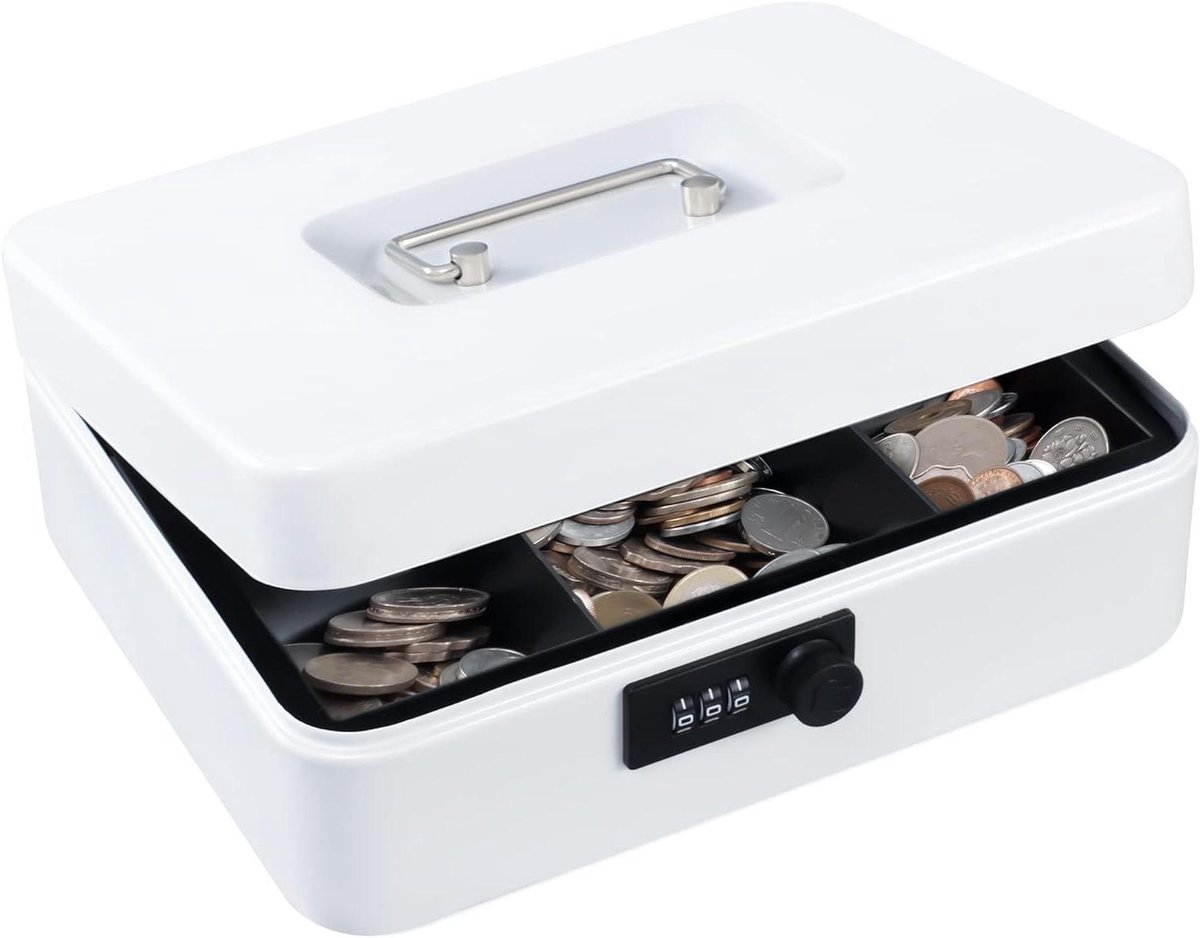 Geldkist met Slot - Kluisje voor Geld - Veilig Geld Bewaren - Combinatieslot - 25 x 20 x 9 cm