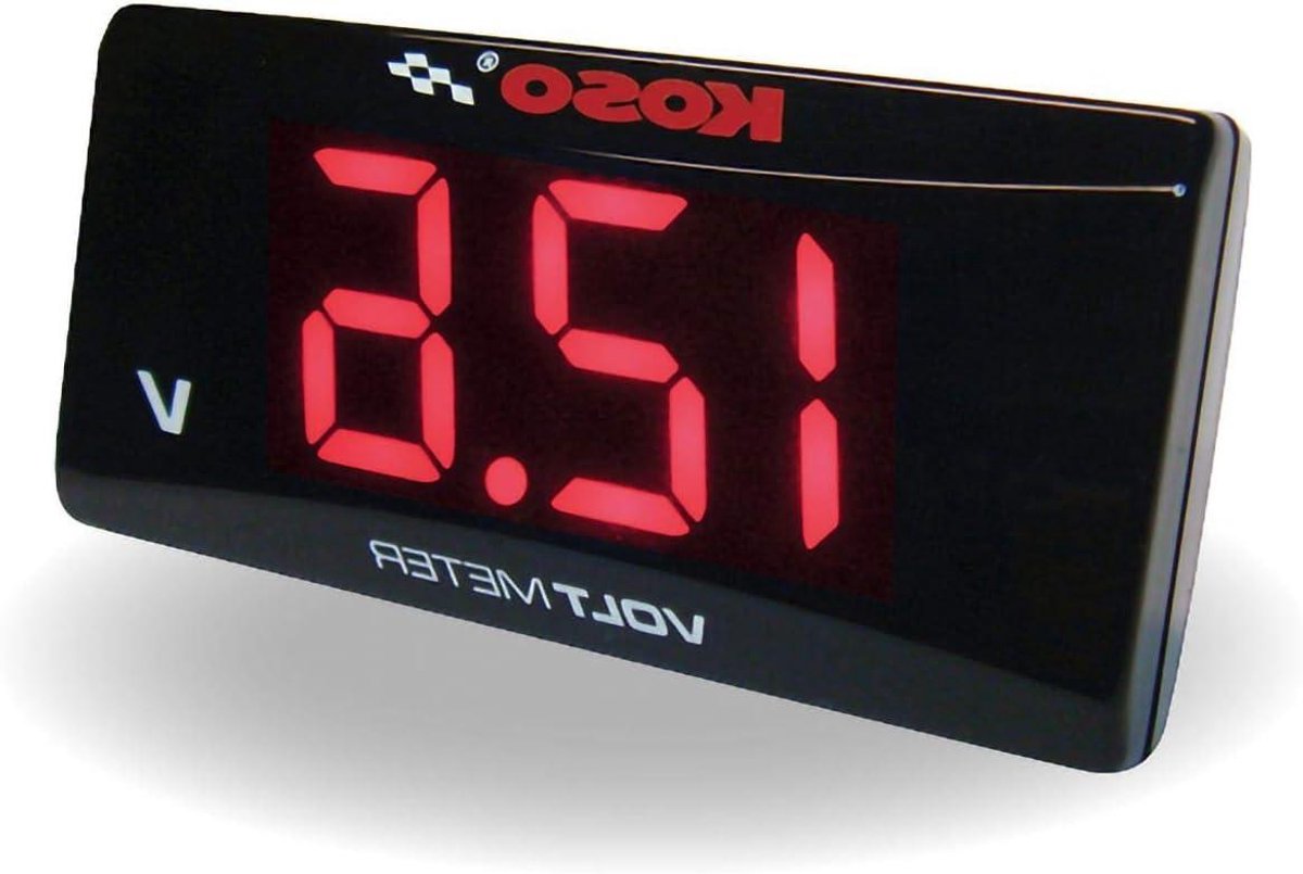 Voltmeter - Spanningsmeter - Motor Accu Controleren - Super Slim Design - 17.2 cm - Rood
