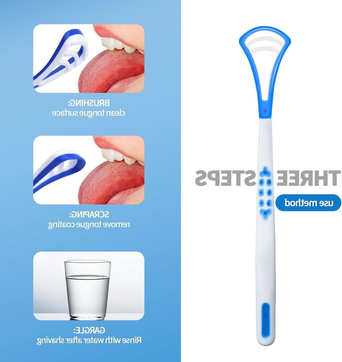 Tong Schrapers - Mondverzorging Reiniger - Frisse Adem - Gladde Rand - 4 stuks - Blauw