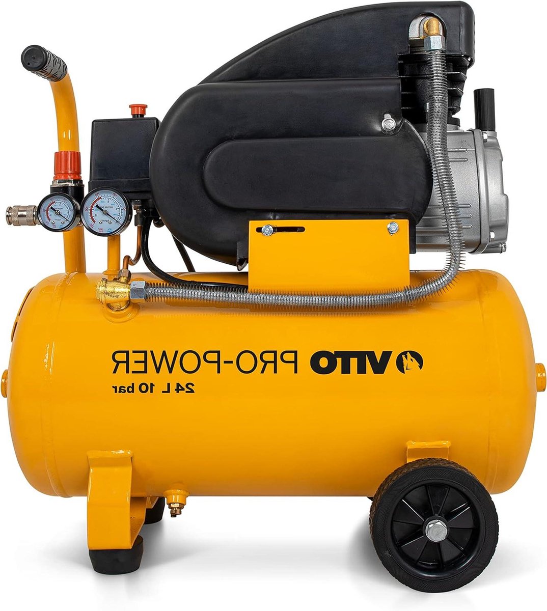 Olieluchtcompressor - Werkplaatsperslucht - Gereedschap Aandrijven - Oliegesmeerde Pomp - 24 liter - Zwart