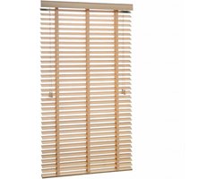 Houten Jaloezieën - Horizontale Raambekleding - Privacy en Zonwering - Natuurlijk Massief Hout - 50mm Lamellen - Houtkleur