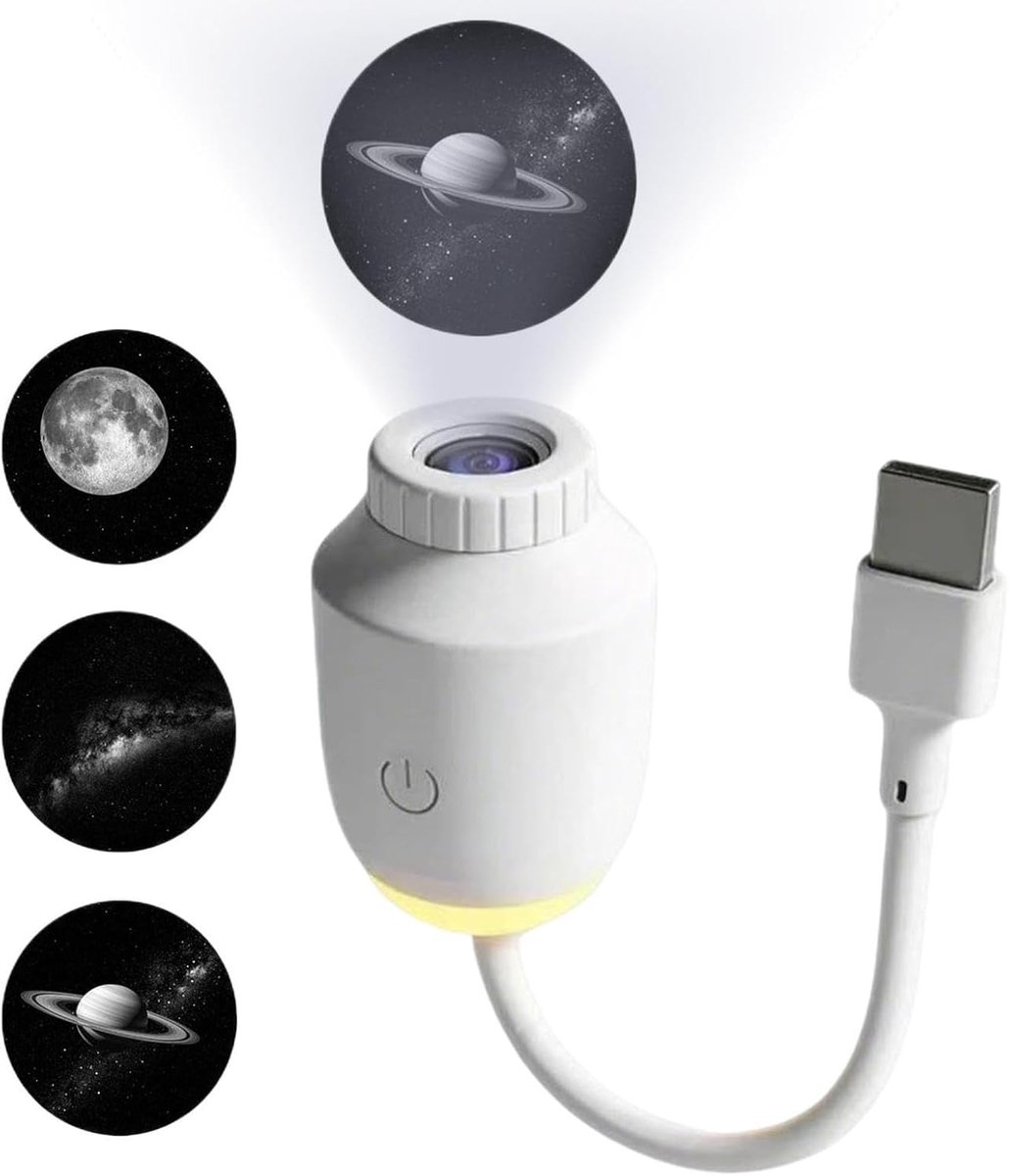 2-in-1 Sterrenprojector & Nachtlampje met 12 Verwisselbare Films - Sterrenhemelprojector - Galaxy projector - 360° verstelbare LED-nachtlamp - USB - Voor Slaapkamer, Auto en Kinderkamer – foto 6