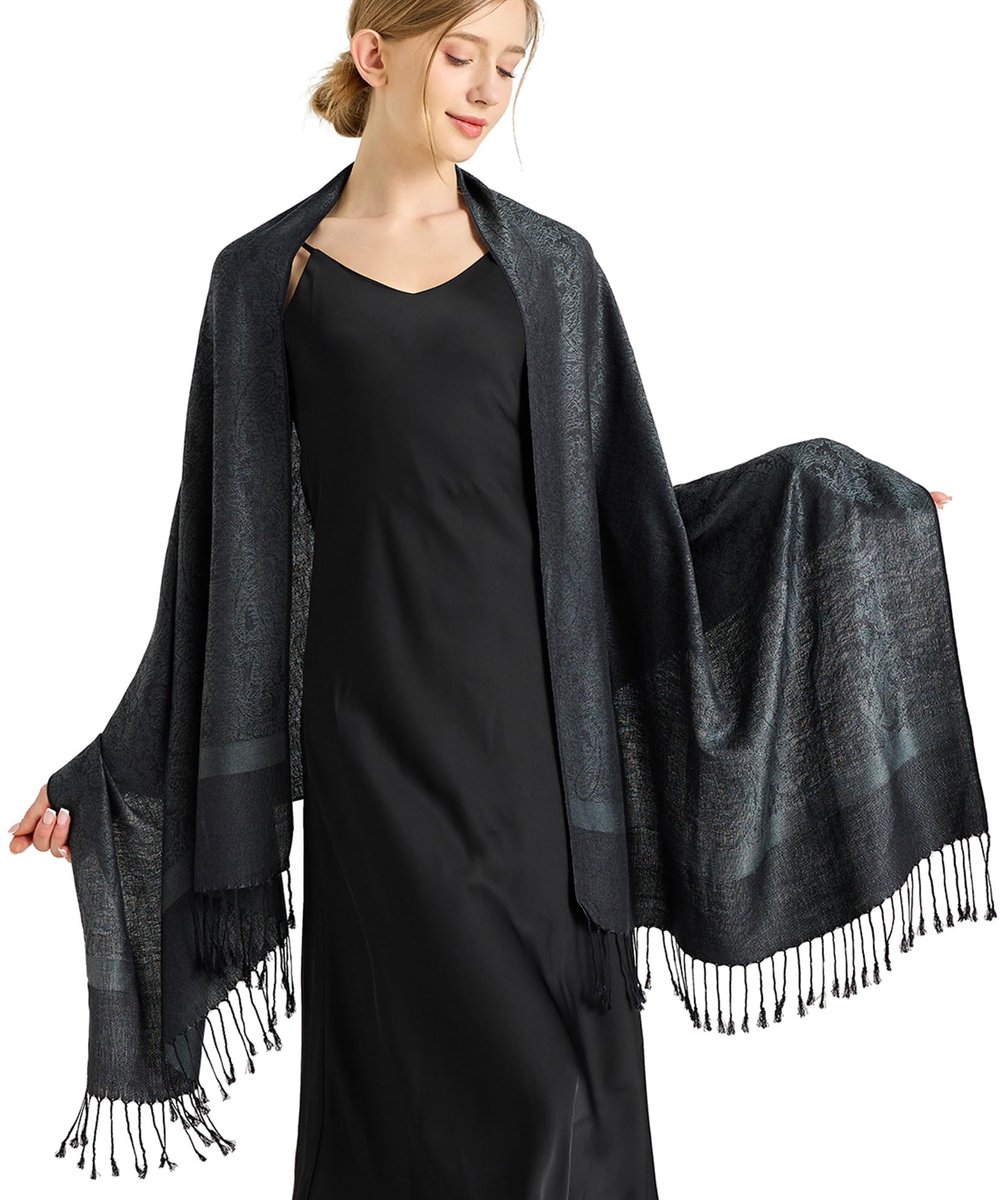 vimate Zijdeachtige Paisley Pashmina Sjaal Dames Zachte Dubbelzijdige Jacquard Pashmina's Wrap voor Avondjurk Reizen Sjaal