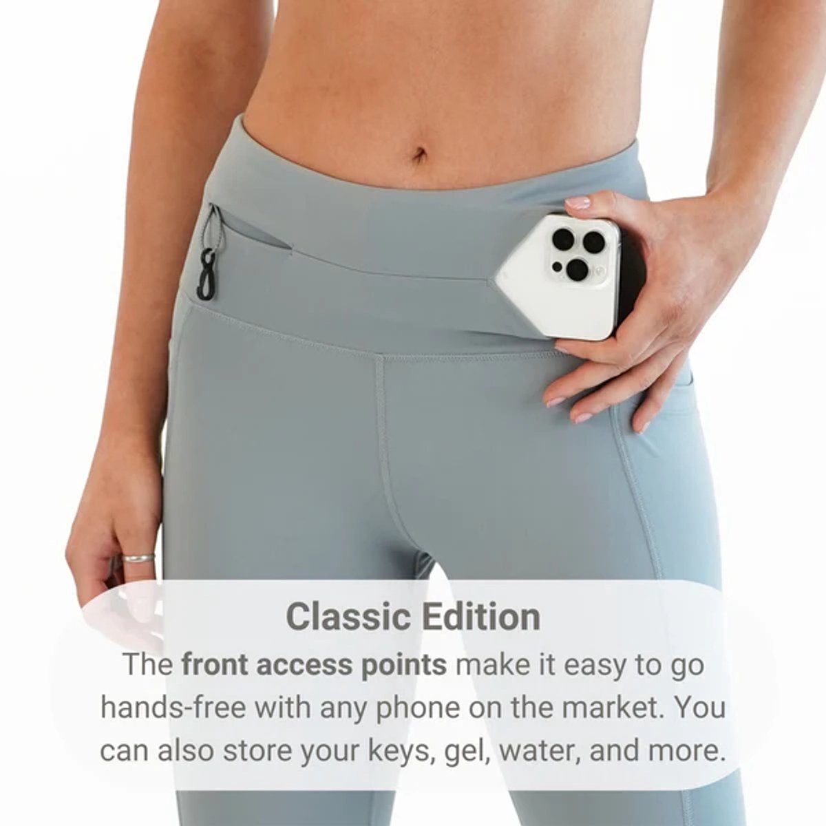 FlipBelt Crop - Sportlegging - Heupband - Runningbelt - Hardlopen - Fitness - Dames - licht grijs - XS