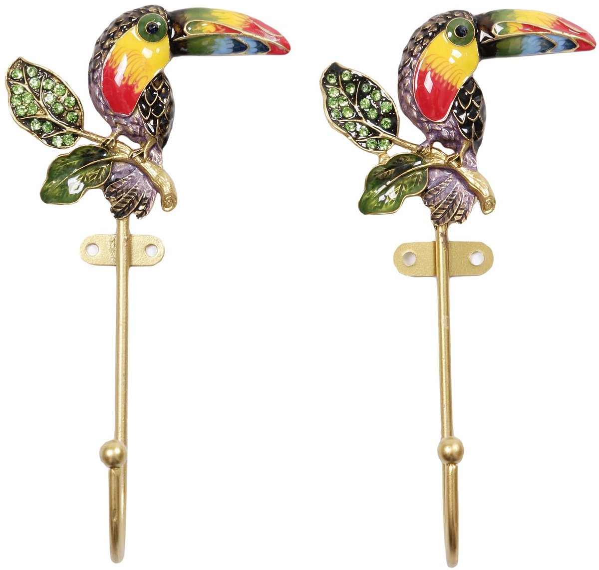 Muurhaken Decoratieve Rekken Ophangers, 2-Pack Metalen Muurbevestigde Haak met Vogelvorm voor het Ophangen van Jassen
