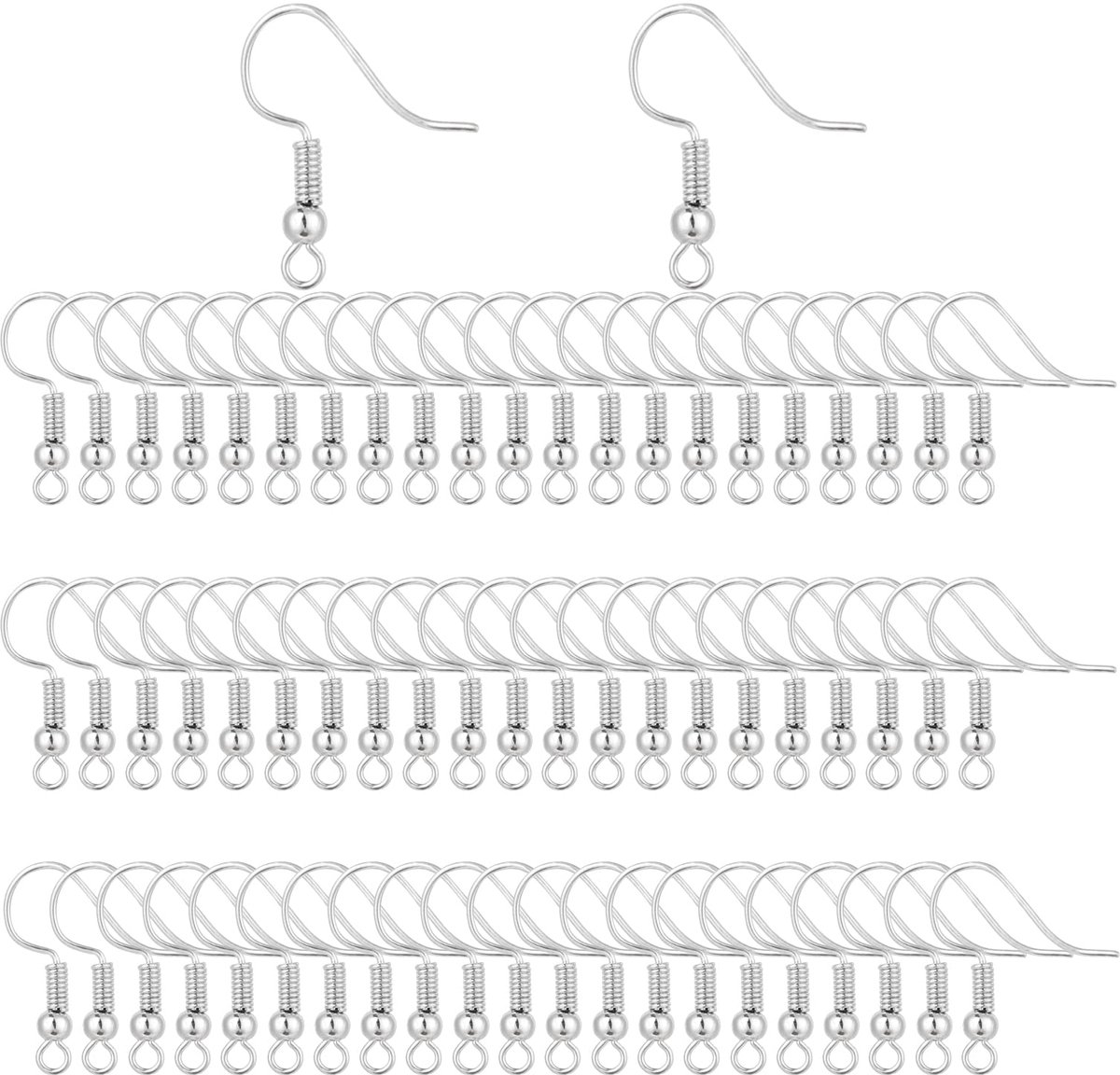 Oorbelhaken, vishaken, oordraden, Franse draadhaken, spoel en balstijl, nikkelvrije oordraden voor het maken van sieraden, zilver