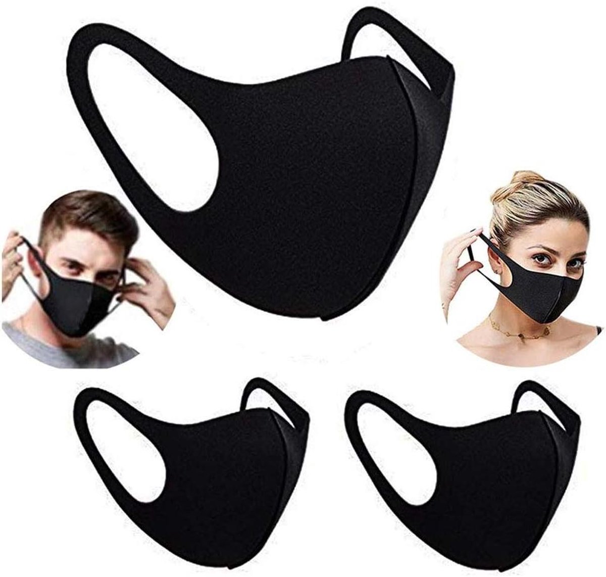 Wasbaar Herbruikbaar Masker - Mondkapje Stof - Bescherming Dagelijks - Verstelbare Oorlussen - 3 Stuks - Uniseks