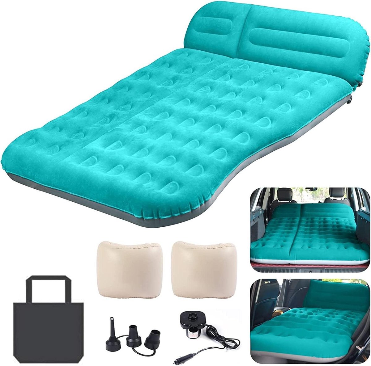Luchtmatras Auto - Kampeerbed Kofferbak - Comfortabel Slapen - Inclusief Elektrische Pomp - 194 x 126 cm - Grijs