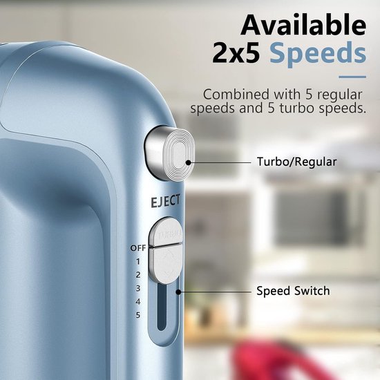 Krachtige Elektrische Handmixer met Kom en 5 Accessoires - 450W voor Beslag en Room — afbeelding 3