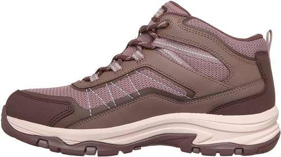 Paarse Skechers wandelschoen met mesh en leren overlays. Waterdicht.