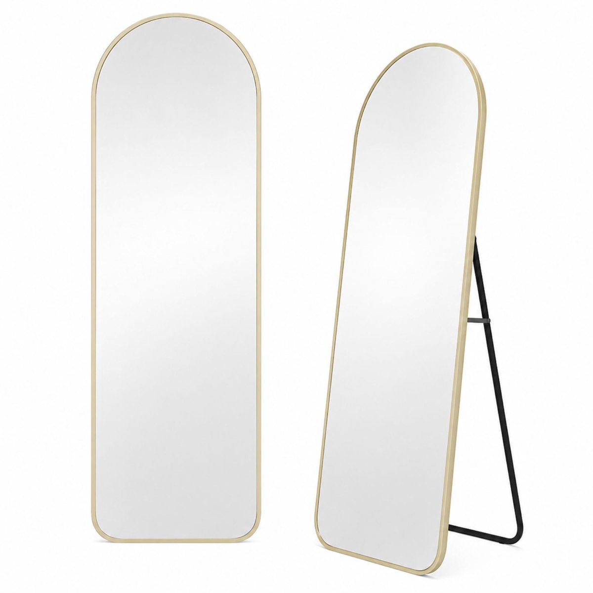 LUXALIVING Passpiegel 160x50 cm – Grote Staande Spiegel – Ovale Wandspiegel Goud – Staand & Hangend – Full Body Spiegel – Slaapkamer / Hal – Veiligheidsglas