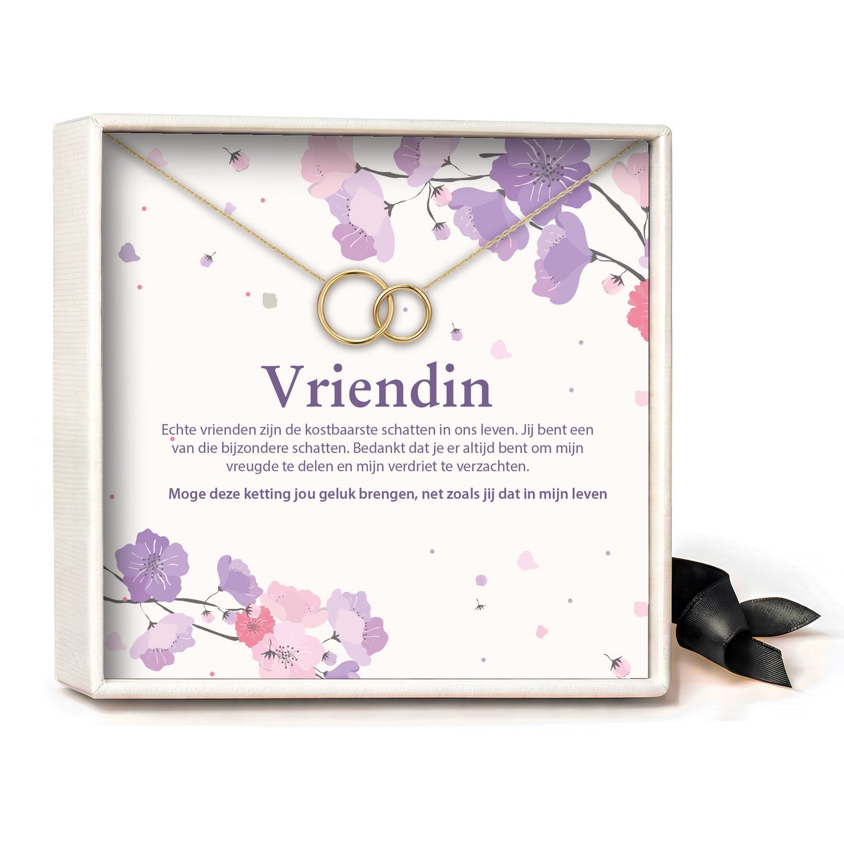 Pera Jewelry - 925 sterling zilveren Twee Ringen ketting - Vriendin - Collier - Ketting Dames - Ketting met Hanger