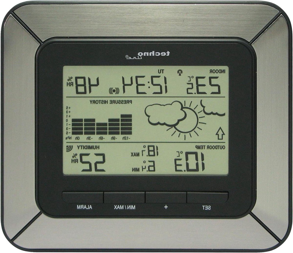 Weerstation - Weersvoorspeller - Weer Inzien - 12u Luchtdruk - 17x15x3.5 cm - Zwart