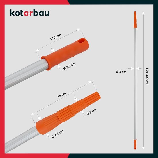 Telescoopsteel - Verlengsteel Schilder - Schilderen op hoogte - Verstelbaar bereik - 150-300 cm - Aluminium — afbeelding 2