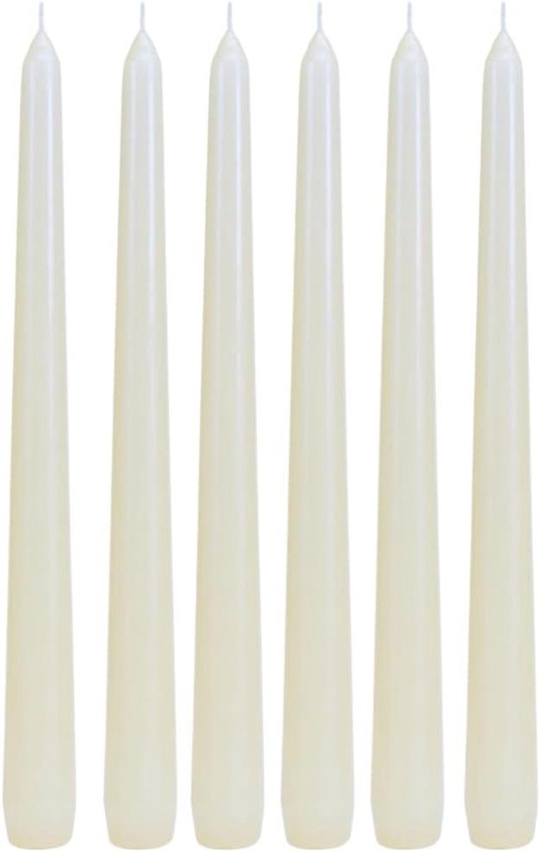 Puntkaarsen Set - Stompkaarsen Tafelkaarsen - Sfeervol Dineren - Ongeparfumeerd - 6 Stuks 25 cm - Wit