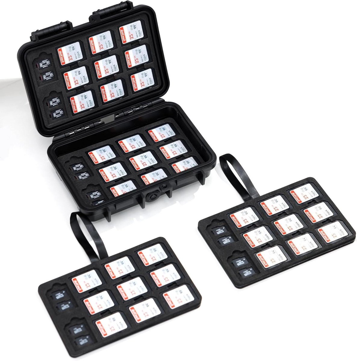 Geheugenkaarten Houder - SD Kaart Opbergdoos - Veilige Opslag - 132 Slots Waterdicht - 15.7 cm Lengte - Zwart
