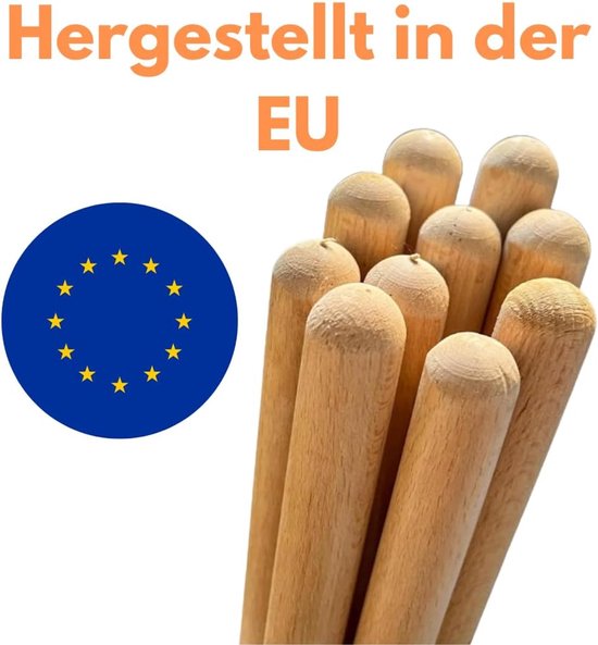 Bezemsteel Hout - Reserve Steel Tuingereedschap - Tuinonderhoud - Gemaakt in de EU - 150 cm - Natuurlijk — afbeelding 3