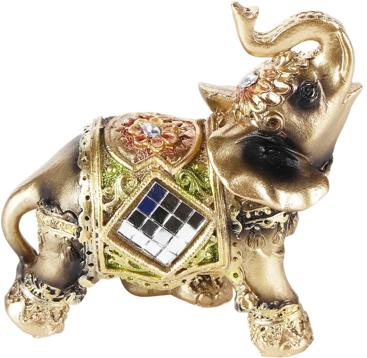 Olifant standbeeld, decoratieve hars olifant beeldjes dierenbeelden olifant sculptuur rijkdom geluksfiguur