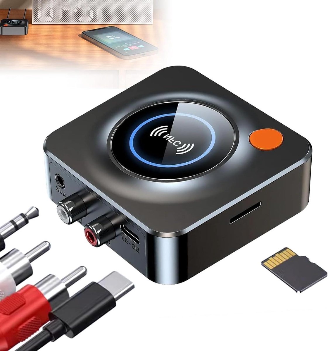 Bluetooth Ontvanger - Audio Adapter NFC - Muziek Streamen - Verliesvrije Hifi Audio - 10 meter bereik - Zwart