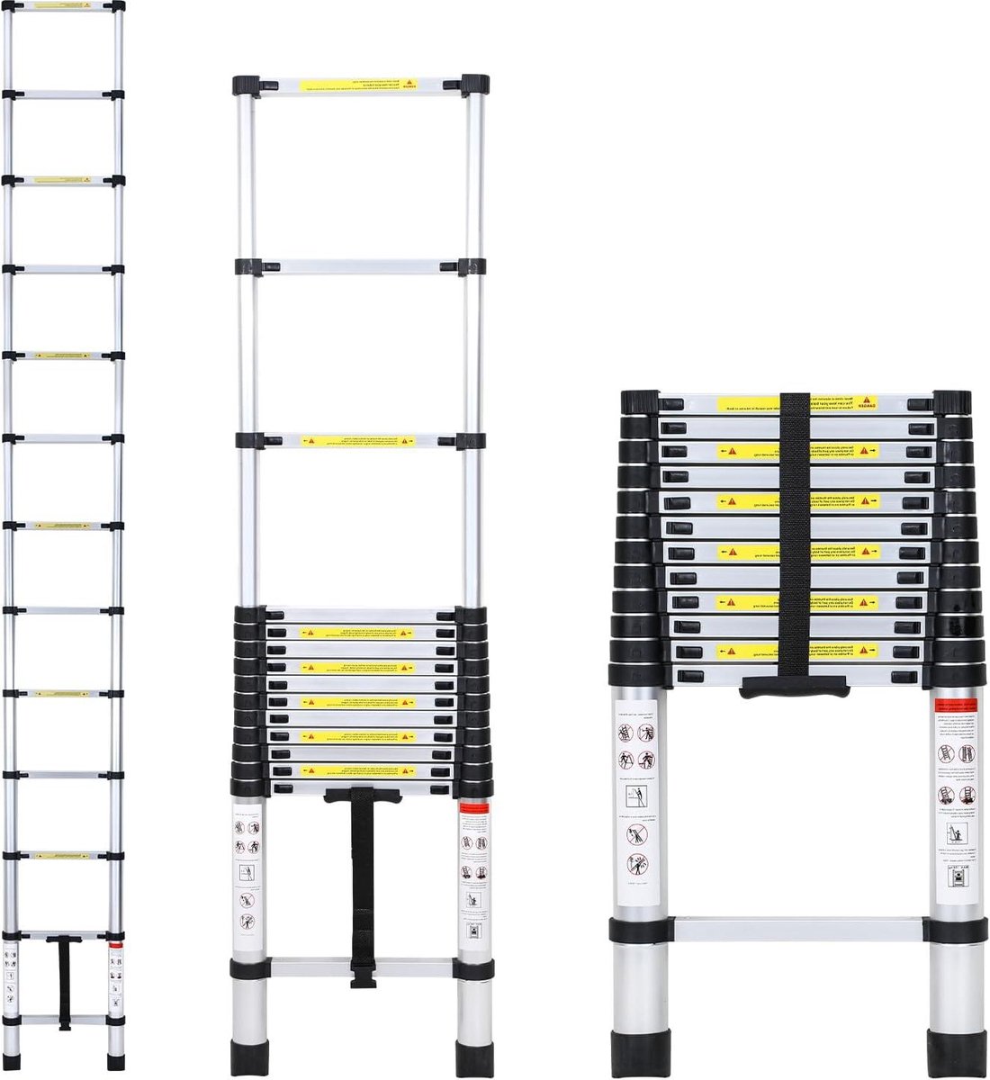 Telescopische Ladder - Uittrekbare Ladder - Huishoudelijk Gebruik - Antislip Voetjes - 38 m - Aluminium