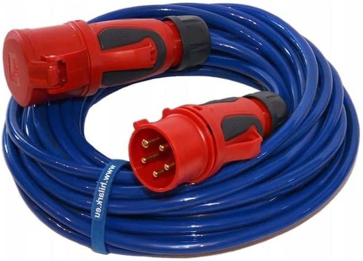 Verlengkabel H07BQ-F - Stroomkabel Elektra kabel - Buiten gebruik - IP44 waterdicht - 50 meter - Blauw