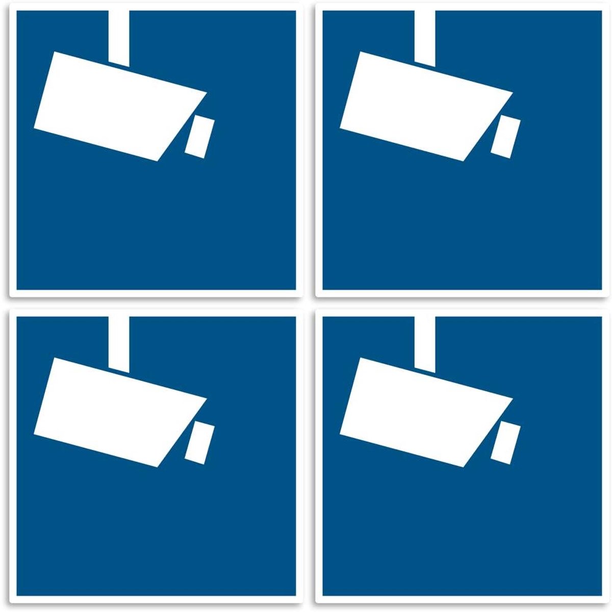 Bewakingscamera Stickers - Camerabewaking Borden - Veiligheid Markeren - Waterproof UV-bestendig - Ø 10 cm 4 stuks - Zwart