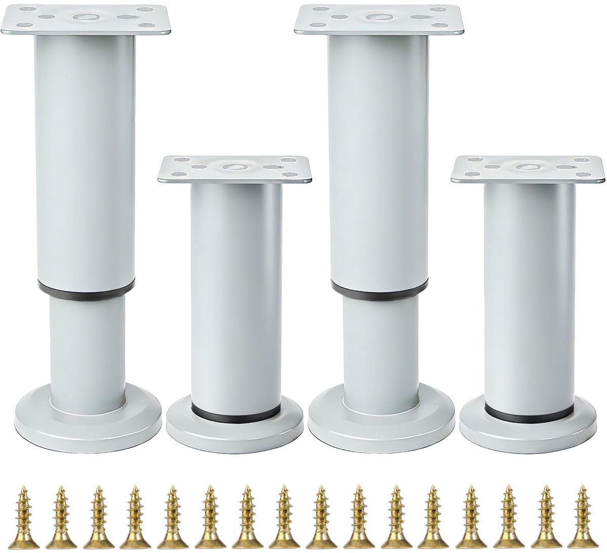 Meubelpoten, verstelbare meubelpoten, 12-18 cm, in hoogte verstelbaar, grijs, kastpoten, tafelpoten