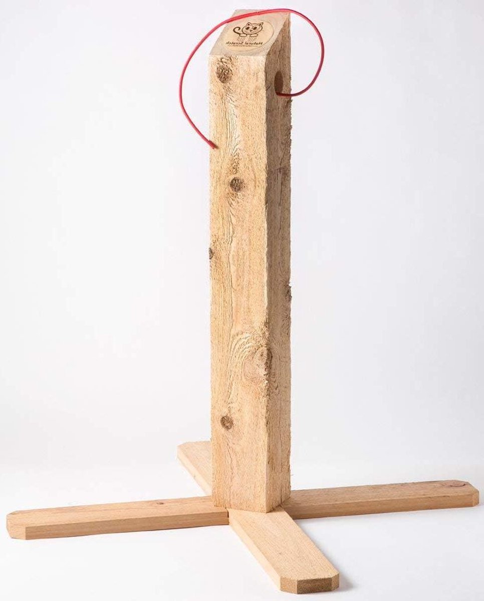 Krabpaal Ceder - Kattenkrabpaal Krabmeubel - Katten Vermaken - Massieve Ceder Constructie - 32 Inch Hoogte - Wit