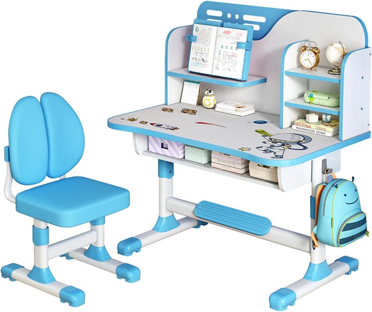 Kinderbureau met Stoel - Bureau Kinderen - Leren en Spelen - Ergonomisch Dubbele Rugsteun - 80 cm Breed