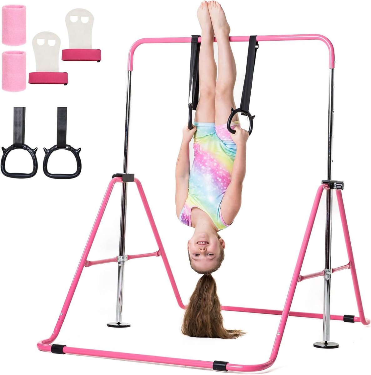 Gymnastiek Stang Kinderen - Turnstang Thuis - Thuis Sporten - Verstelbare Hoogte - Tot 130 cm - Roze