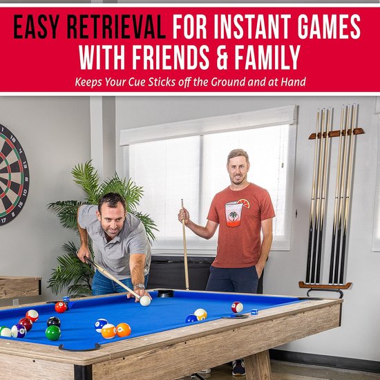 Pool Keu Houder - Billiard Keu Rek - Keus Organiseren - Ruimtebesparend Ontwerp - 6 Keus - Bruin — afbeelding 2