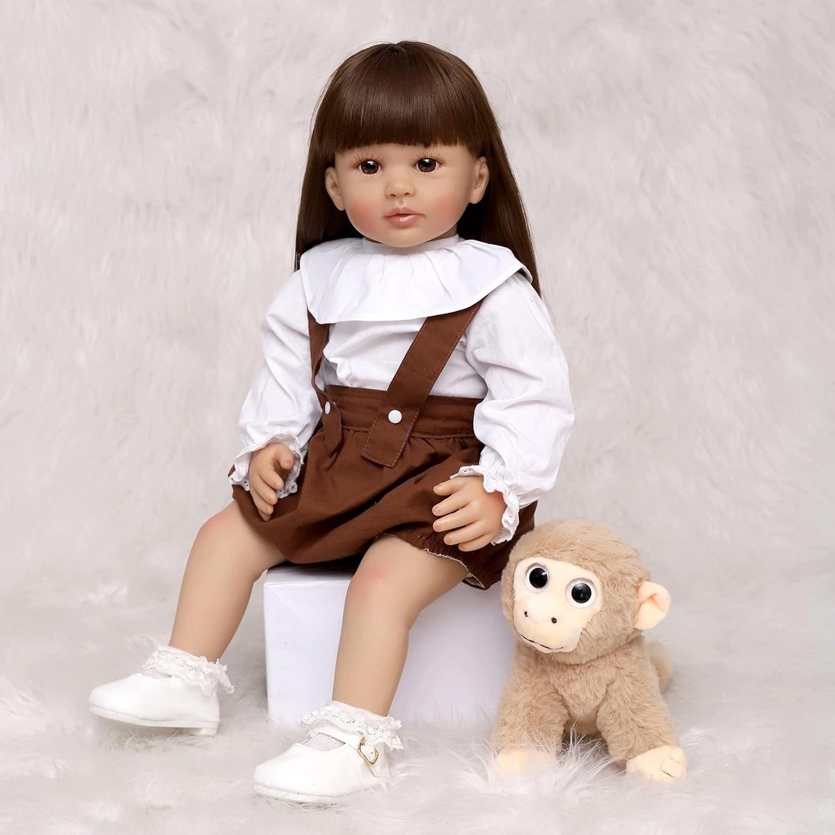 Realistische Baby Pop - Reborn Meisje Pop - Fantasierijk Spelen - Zacht Siliconen Lichaam - 60 cm - Bruin