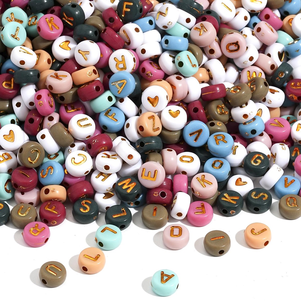 Letterkralen om te rijgen, acryl, alfabetkralen, mix A-Z, kralen voor het maken van sieraden, doe-het-zelf halskettingen, armbanden, sleutelhangers, kleur A