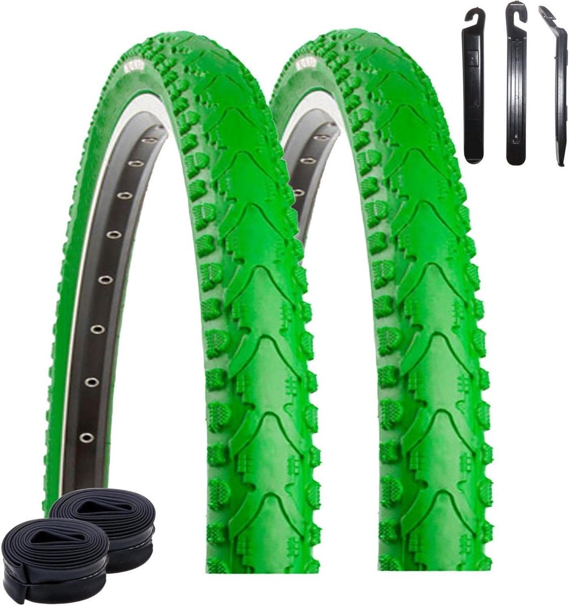 Fietsbanden Set - Fietsmantels Binnenbanden - Fietsen Onderhoud - Inclusief Bandenlichter - 40-622 28x1.5 - Groen