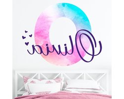 Naam Muursticker - Gepersonaliseerde Decoratie Babykamer - Kinderkamer Aankleden - Keuze Uit Meerdere Lettertypes - 55.88 x 7.62 cm - Roze/Blauw