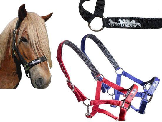 Paard Halster - Hoofdstel IJslander - Stalling en Transport - Zachte Voering - Standaard Maat - Blauw Paard Halster - Hoofdstel IJslander - Stalling en Transport - Zachte Voering - Standaard Maat - Blauw