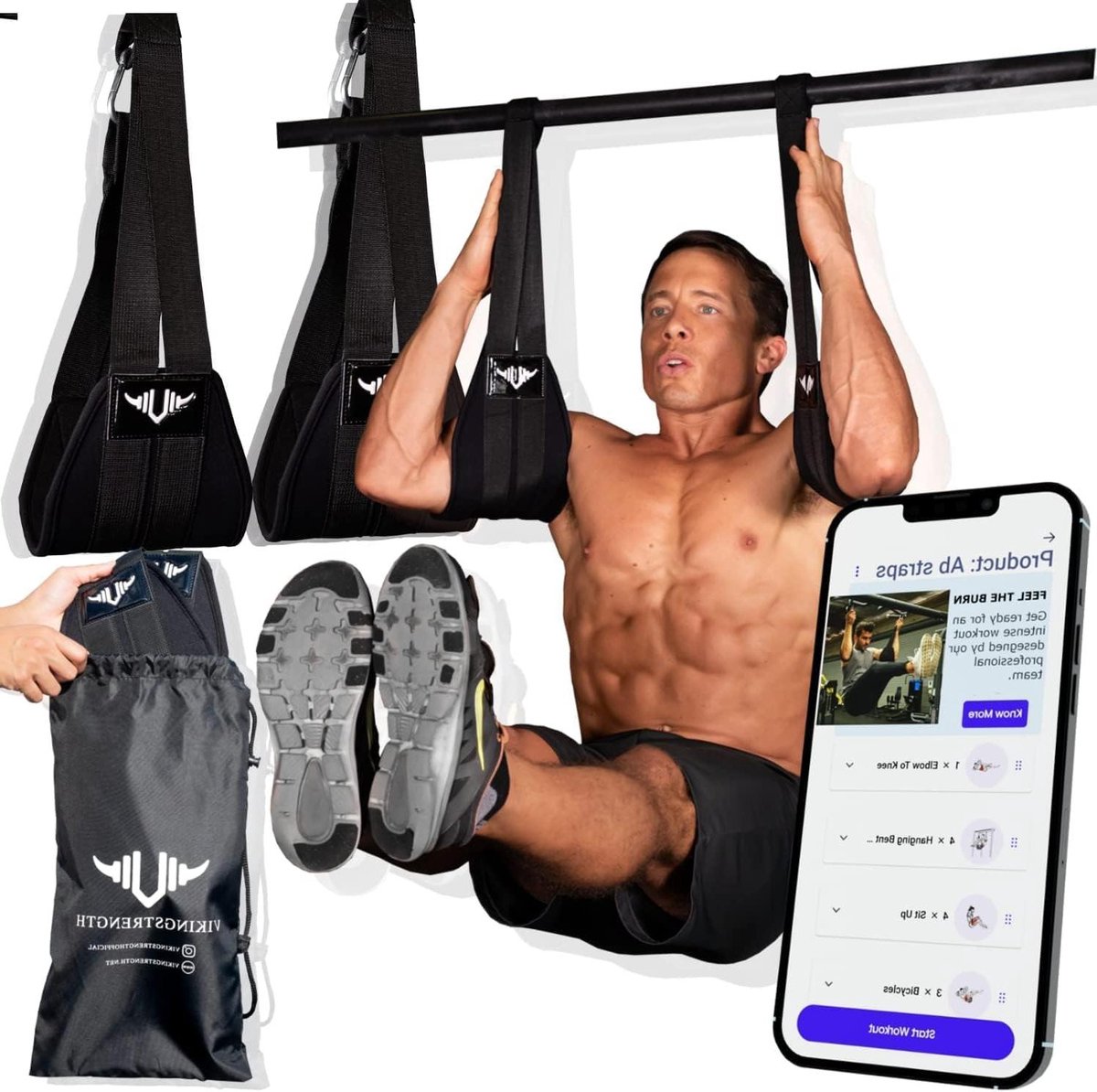 AB bandjes - Buikspierbanden Fitnessbanden - Buikspieroefeningen - Gewatteerd ontwerp - 4064 x 1651 cm - Zwart