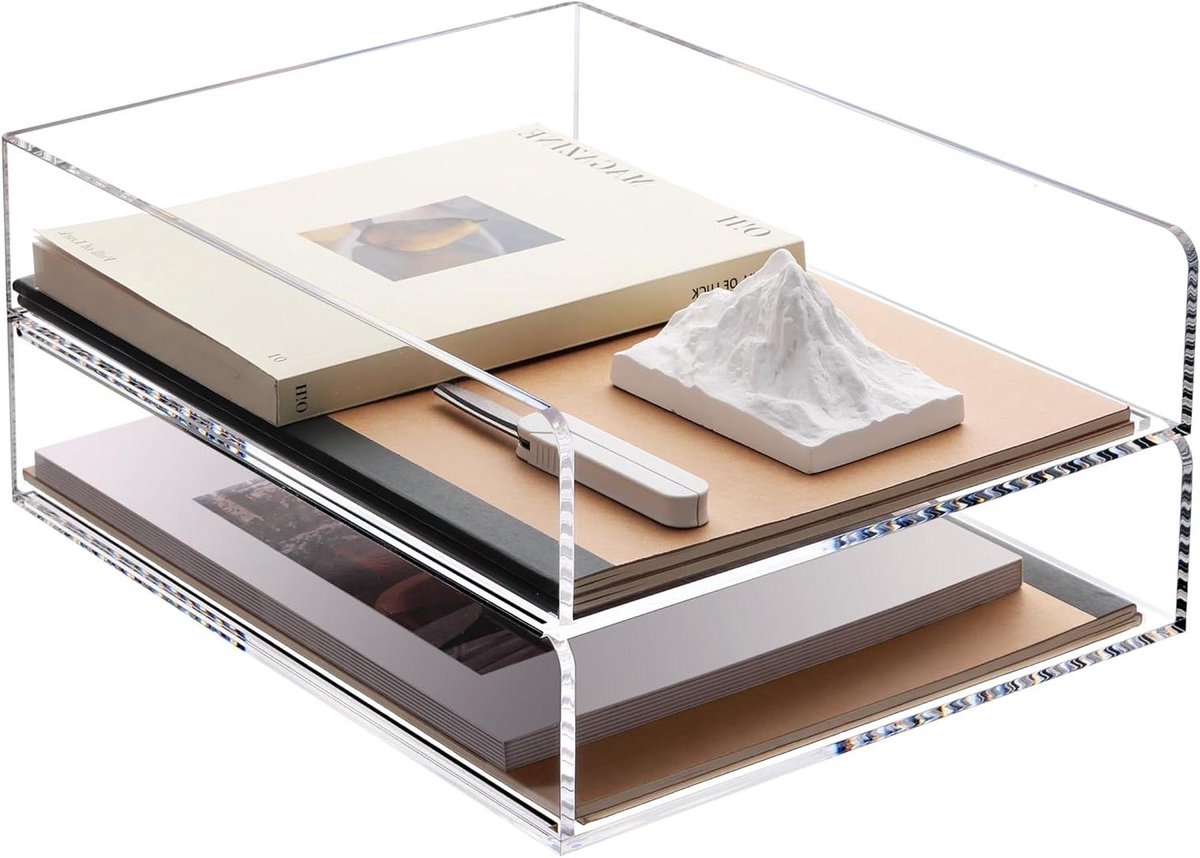 Bureau Organizer - Papier Tray - Documenten Sorteren - Stapelbaar Ontwerp - 30.23 x 23.5 x 6.5 cm - Transparant