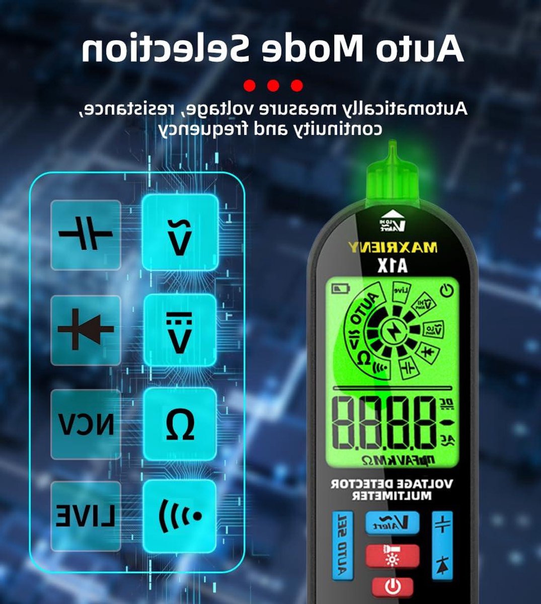 Digitale Multimeter - Elektronische Tester - Elektrische Tests - NCV Alarmfunctie - 14.6 cm - Zwart
