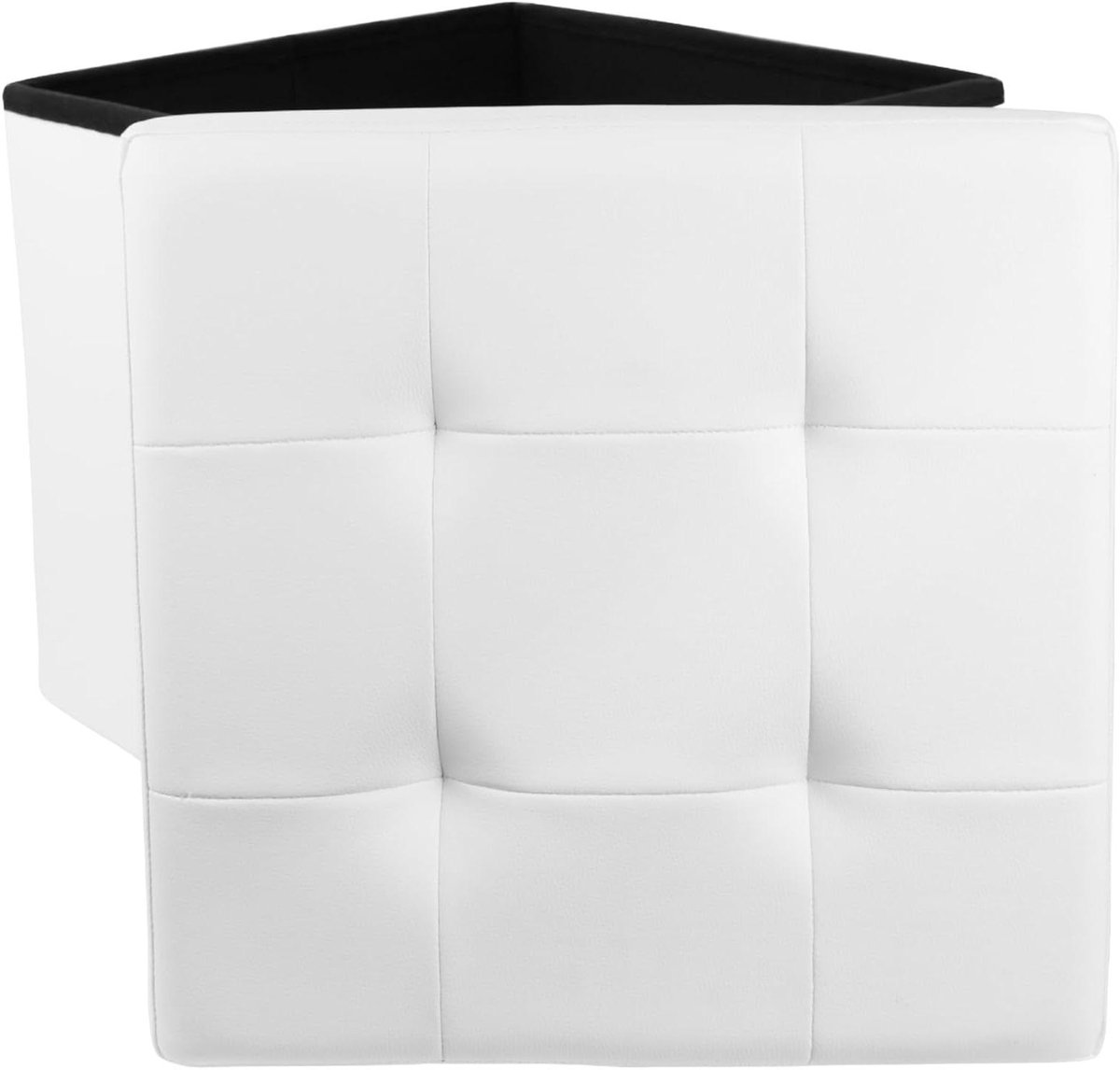 Zetel met Opbergruimte - Poef Voetenbank - Woonkamer Inrichting - Inklapbaar Ontwerp - 38x38x38 cm - Wit