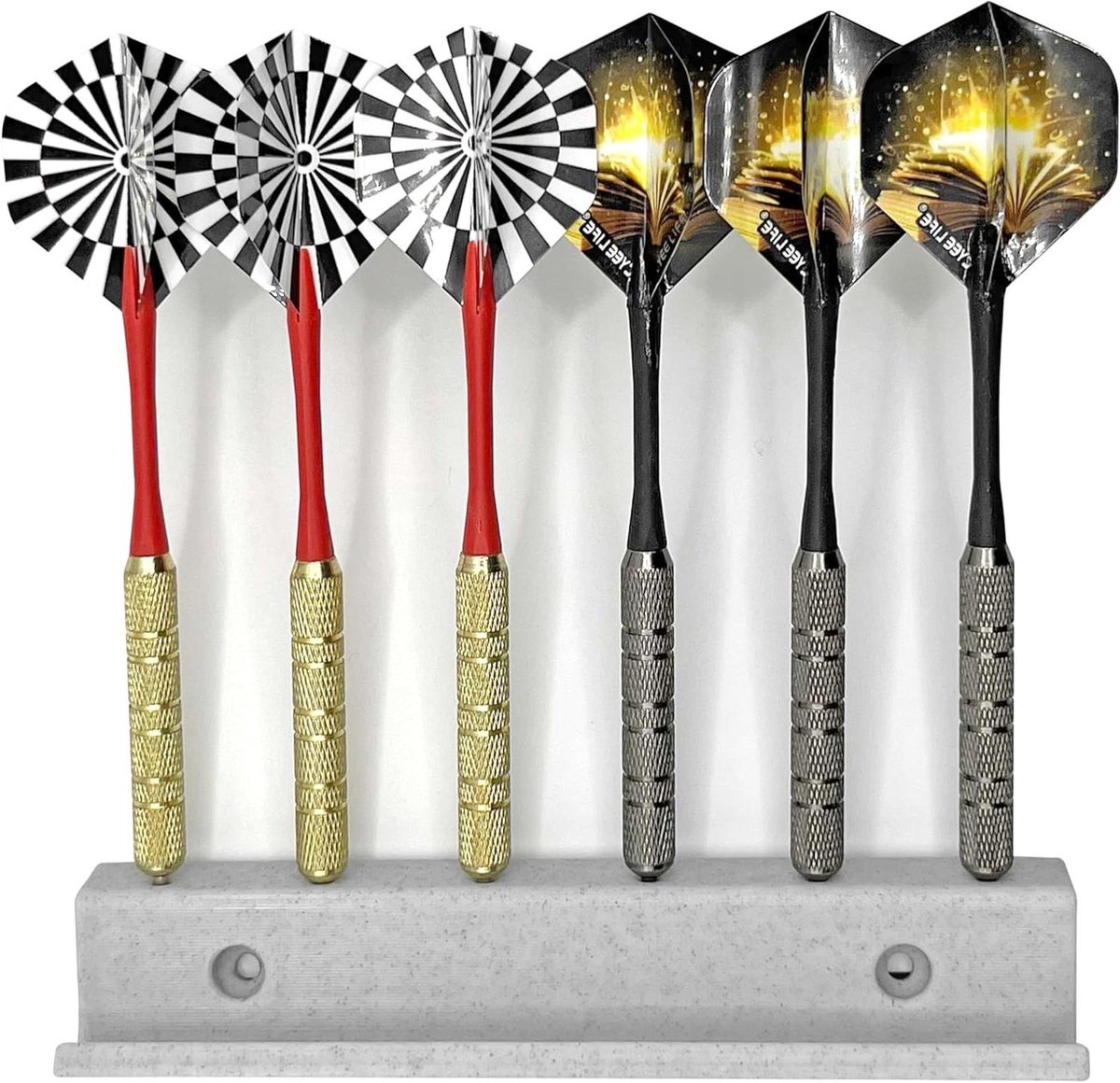 Darthouders Muurmontage - Dart Accessoire - Darts Organiseren - Ingebouwde Krijtbordlip - Voor 12 Darts - Marmer
