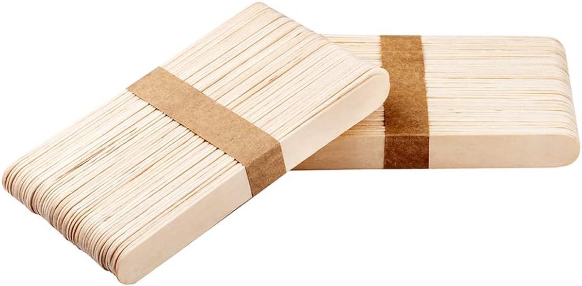 Houten Wasstokken - Spatels Applicators - Ontharen Lichaam - Natuurlijk Berkenhout - 100 stuks - Houtkleur