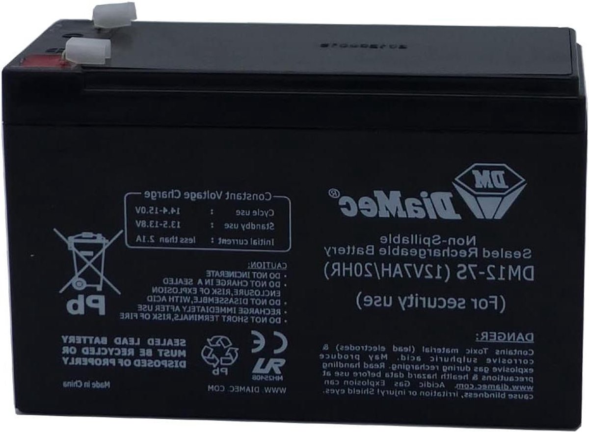 AGM Loodaccu - Oplaadbare Batterij - Veiligheidssystemen - Verzegelde Accu - 12 V 7 Ah - Zwart