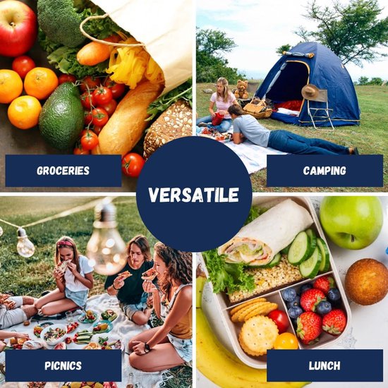 Grote Geïsoleerde Koeltas Opvouwbaar Waterdicht voor Strand, Picknick en BBQ Blauw — afbeelding 3