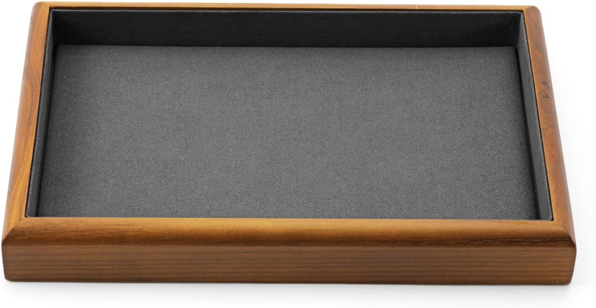 Massief houten platte sieradenschalen, stapelbaar, organizer voor sieraden, sieradenhouder (donkergrijs)