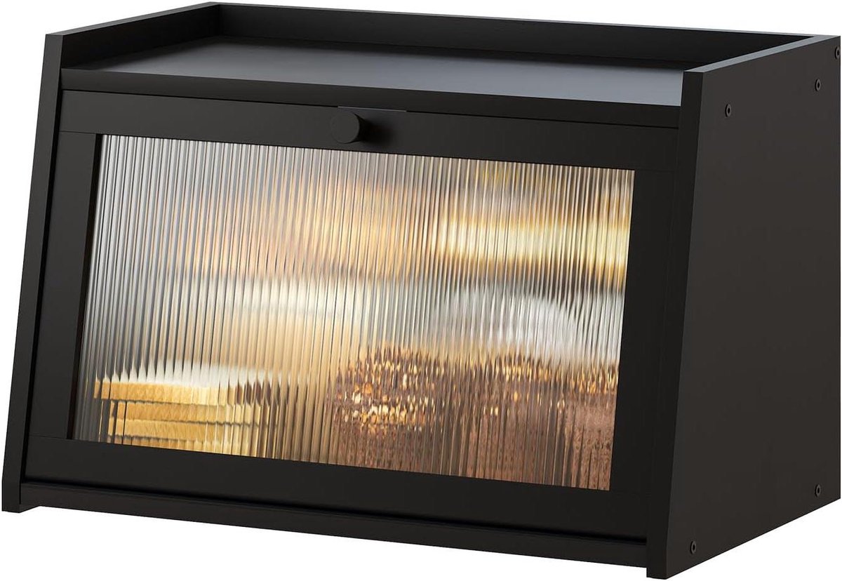 Brooddoos Keuken - Broodcontainer Opslag - Voedsel Vers Houden - Grote Capaciteit - 43 cm Breed - Zwart