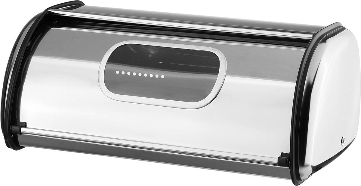 Broodtrommel - Brooddoos Opslag - Brood Vers Houden - Met Kijkvenster - 355 cm - Zilver