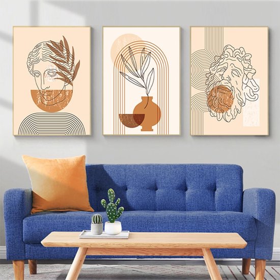 Posters abstracte botanische bladprint posters, moderne abstracte Boheemse posters, zonder lijst (afbeelding-04, 60 x 90 cm x 3 stuks) — afbeelding 3