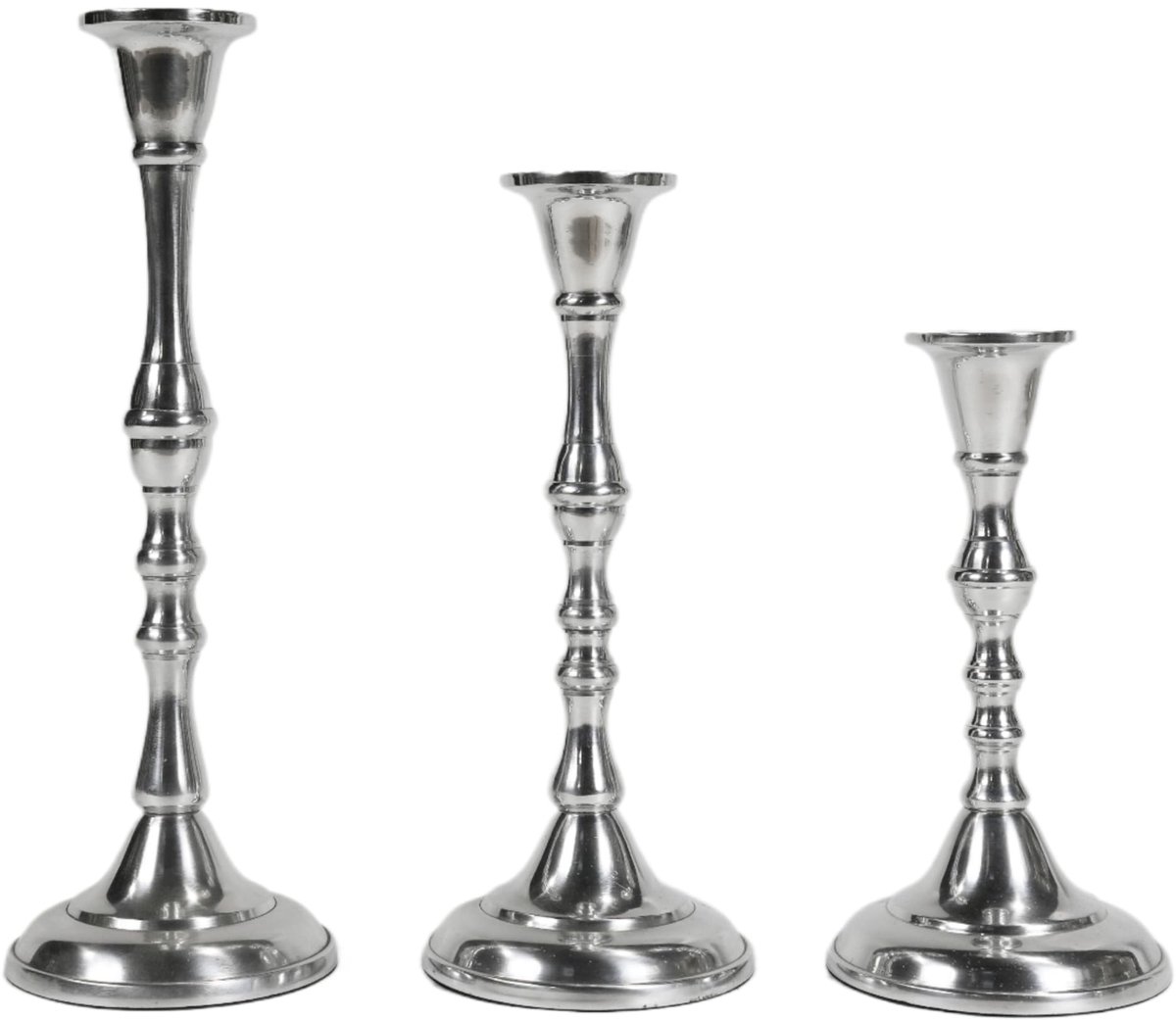 Kaarsenhouders, aluminium, zilver, gepolijst, decoratie, kaarsenhouder, modern, voor staafkaarsen, tafeldecoratie, bruiloft, decoratie woonkamer, H 20, 25 en 30 cm