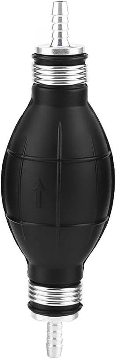 Handpomp Brandstofslang - Benzinepomp Primer - Brandstof Overpompen - Rubber en Aluminium - 6 mm - Zwart